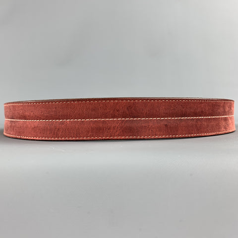 MARTIN DINGMAN Size 38 Brick Contrast Stitching Leather Belt
