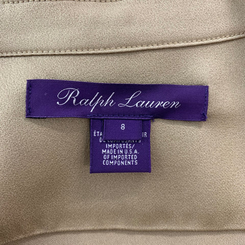 RALPH LAUREN Taille 8 Robe portefeuille en acétate de viscose doré