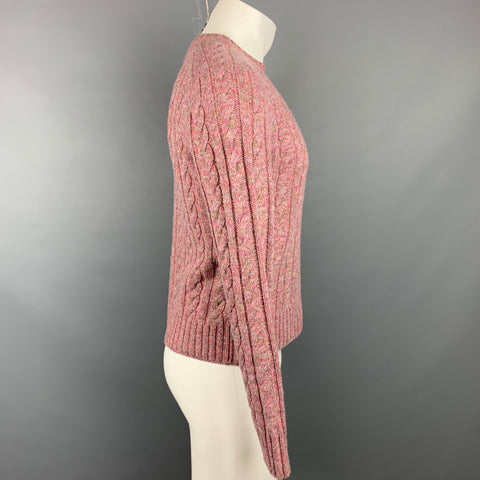 PRADA Size XS Rose Grey Cable Knit Wool / Cashmere Crew-Neck Sweater