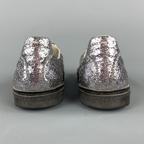 MAISON MARTIN MARGIELA Size 10 Silver Glitter Slip On Sneakers