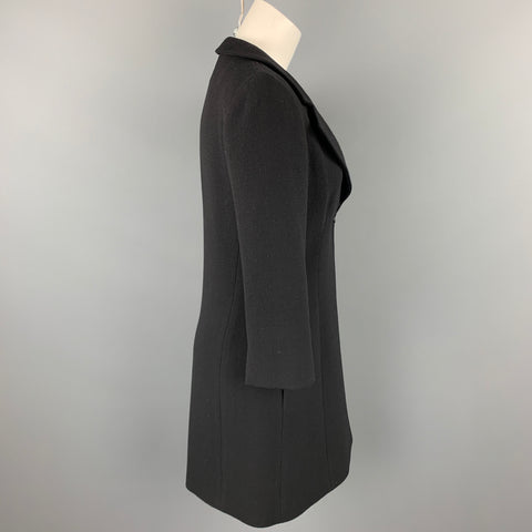 ARMANI COLLEZIONI Size 6 Black Virgin Notch Lapel Wool Coat