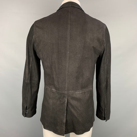 JOHN VARVATOS Size S Black Distressed Suede Notch Lapel Jacket