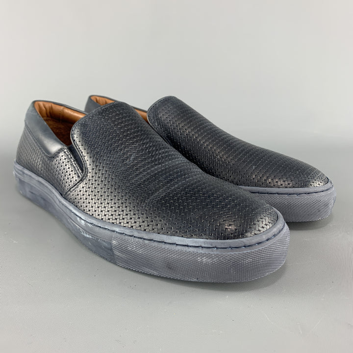 AQUATALIA Size 10 Navy Woven Leather Slip On Sneakers