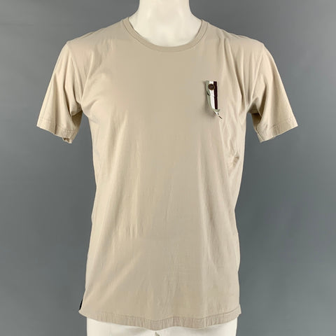 NICE COLLECTIVE Taille L T-shirt à col rond en coton graphique beige
