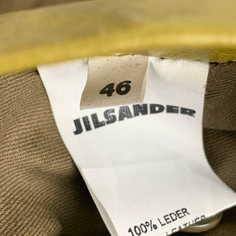 JIL SANDER Size 36 Chartreuse Distressed Leather Coat