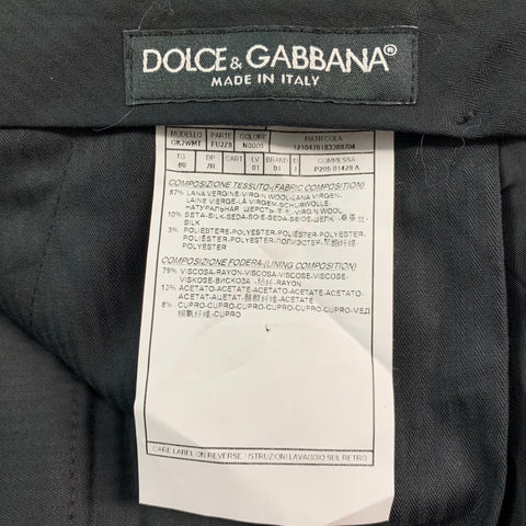 DOLCE & GABBANA Size 40 Black Wool Blend Tuxedo Dress Pants