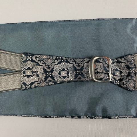 Vintage GIANNI VERSACE Navy Silver Baroque Silk Cummerbund