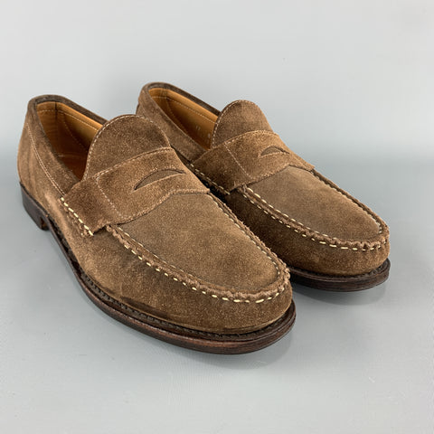 ALLEN EDMONDS Size 11 Brown Contrast Stitch Slip On Penny DOVER Loafers
