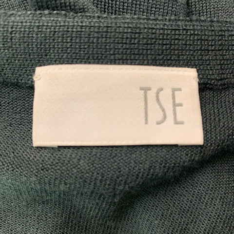 TSE Size S Dark Green Wool Solid Short Sleeve Dress
