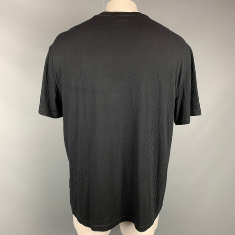 GIORGIO ARMANI Size XXL Black Rhombus Viscose Blend Crew-Neck T-shirt