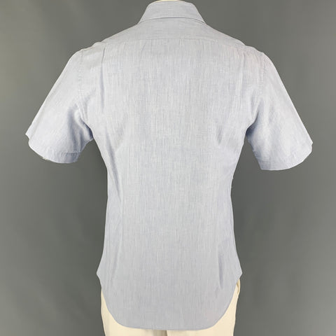 ACNE STUDIOS Size L Light Blue Cotton Short Sleeve Shirt