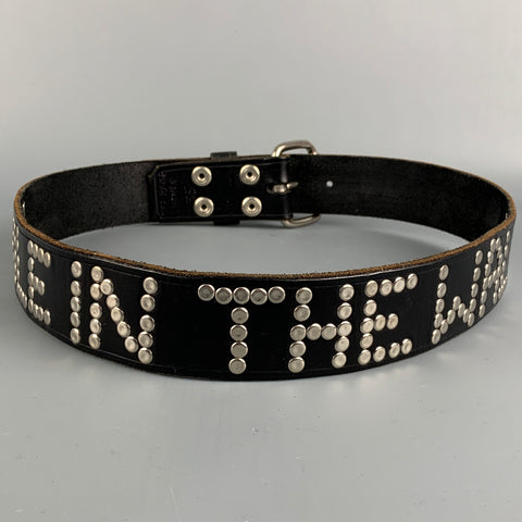 Vintage OFF RAMP Size M Black & Silver Studded Leather Hole In The Wall Belt