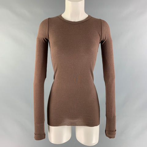 DARK SHADOW Camiseta acanalada de seda y viscosa marrón Talla 6