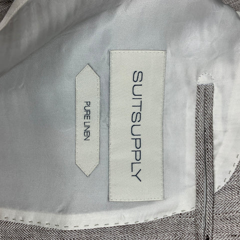 SUIT SUPPLY Size 44 Oatmeal Textured Linen Notch Lapel Suit