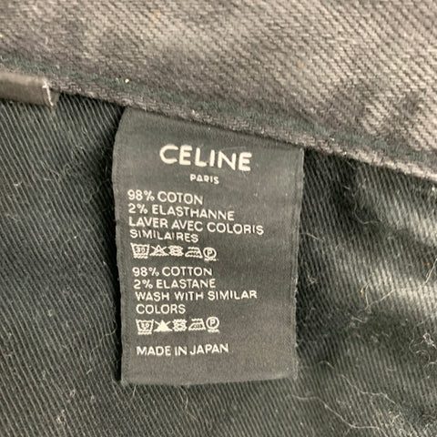 CELINE Size 26 Charcoal Cotton Distressed Narrow leg Jeans