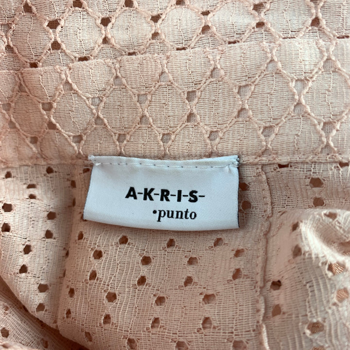 AKRIS Size 8 Pink Eyelet Polyester Tunic Blouse