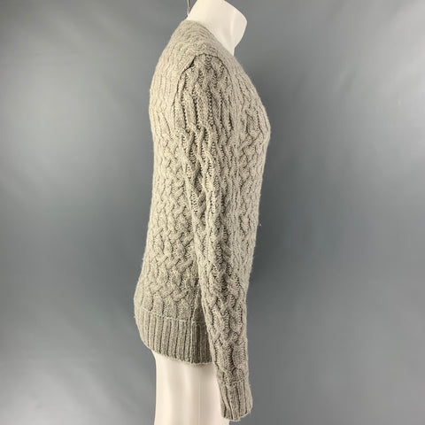 JOHN VARVATOS Talla S Jersey de punto de lana y alpaca con cuello redondo gris