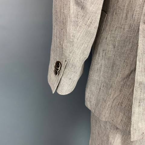 SUIT SUPPLY Size 44 Oatmeal Textured Linen Notch Lapel Suit