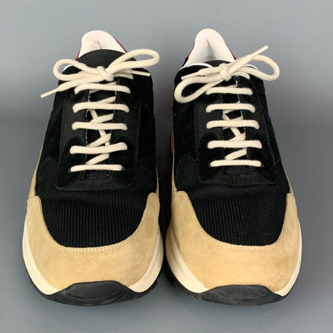 COMMON PROJECTS Size 12 Tan & Black Color Block Nylon Lace Up Sneakers