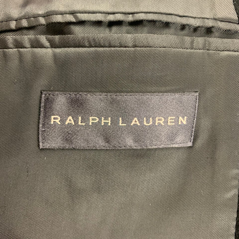 RALPH LAUREN Black Label Size 38 Regular Black Cotton Velvet Notch Lapel Suit