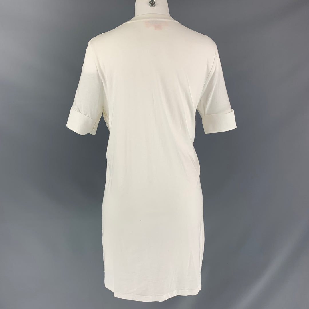 GIAMBATTISTA VALLI Size M White Cotton Lace Short Sleeve Dress