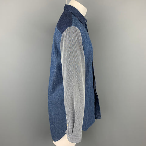 LEVI'S MADE & CRAFTED Size S Indigo Mixed Fabrics Cotton Oversized Long Sleeve Shirt