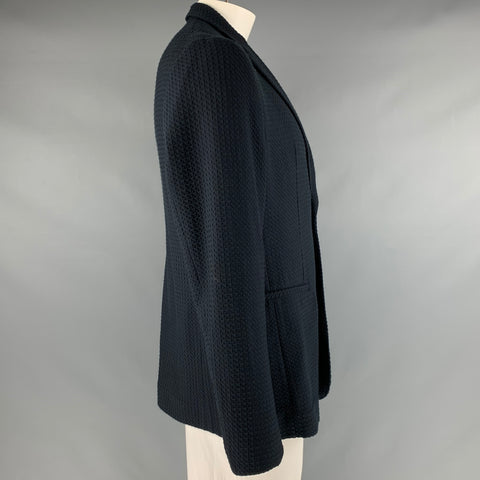 EMPORIO ARMANI Size 46 Textured Viscose Blend Single Breasted Sport Coat