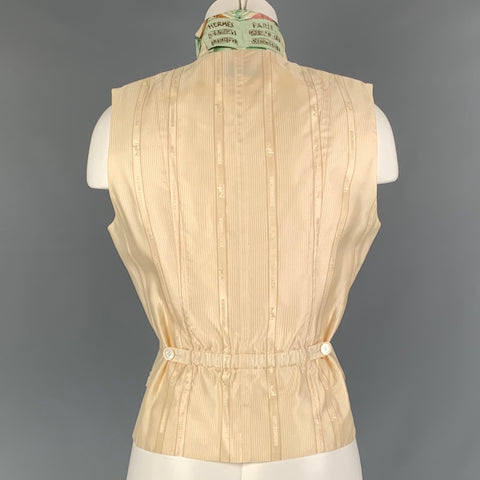 HERMES Size 8 Cream Multicolour Silk Ballerina Zip Up Vest
