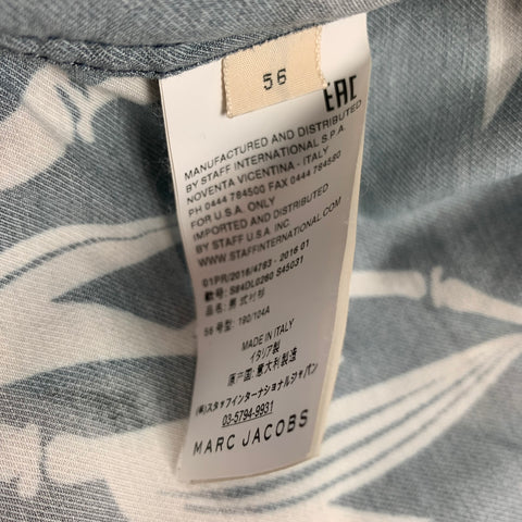 MARC JACOBS Size XXL Grey Print Viscose Camp Short Sleeve Shirt