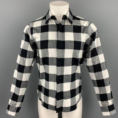 EN NOIR Size XS Black & White Buffalo Plaid Cotton Long Sleeve Shirt