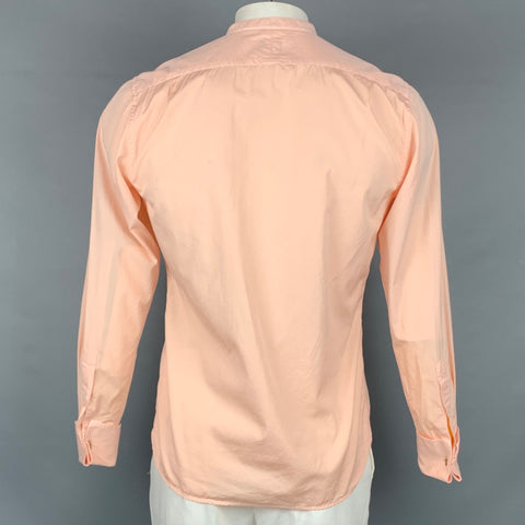 TODD SNYDER Size M Peach Pleated Cotton Nehru Collar Long Sleeve Shirt
