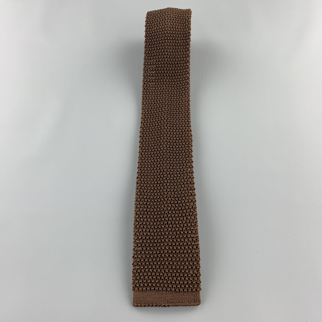 BUDD Cool Brown Silk Textured Knit Tie