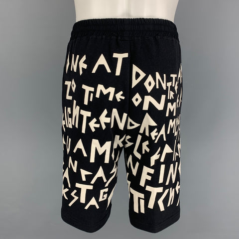 KTZ Size L Black White Print Cotton Shorts
