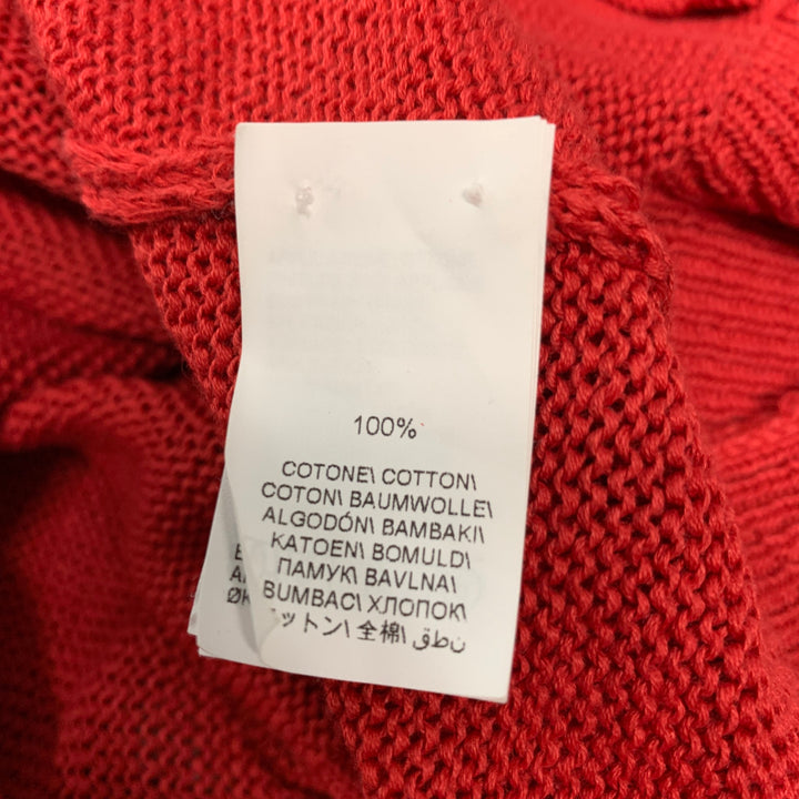 BRUNELLO CUCINELLI Size S Red White Cotton Stripe V Neck Cardigan