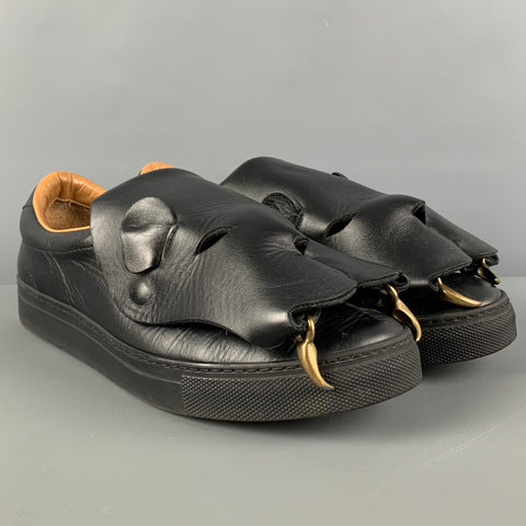 VIVIENNE WESTWOOD Size 10 Black Cut Outs Leather Slip On Sneakers