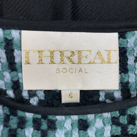 THREAD Taille 4 Robe plissée en laine tissée noire et verte
