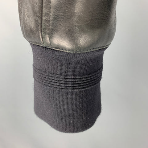 NEIL BARRETT Taille M Veste zippée en cuir matelassé blanc noir