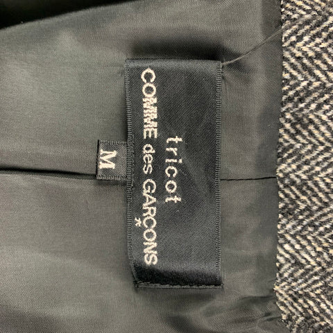 COMME des GARCONS TRICOT Size M Black White Wool Blend Herringbone Coat