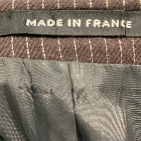YVES SAINT LAURENT Chest Size 40 Brown White Pinstripe Single breasted 32 Suit