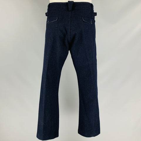 RRL by RALPH LAUREN Size 36 Navy Stripe Wool Blend Button Fly Dress Pants