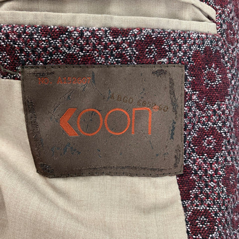 VOON Burgundy & White Floral Wool Blend Single Breasted Sport Coat
