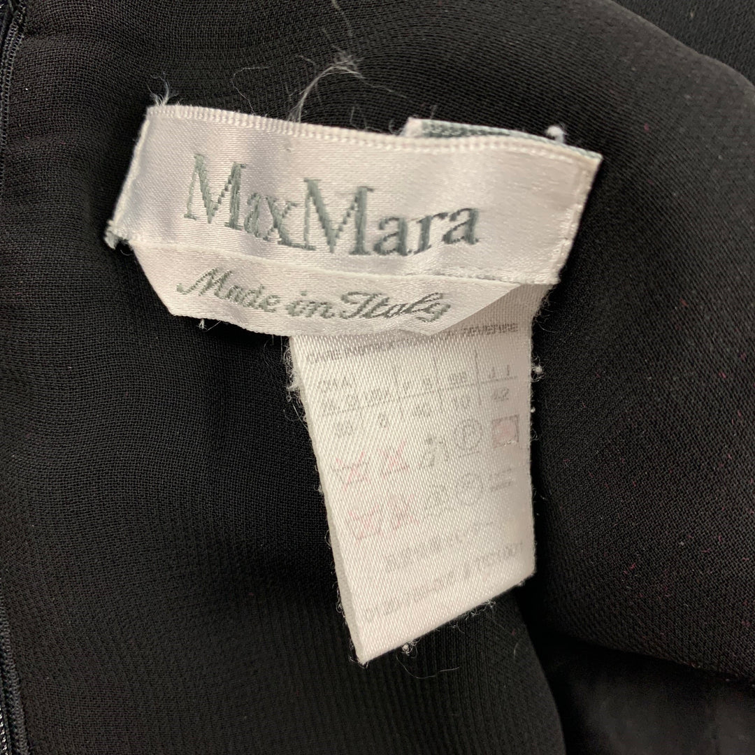 MAX MARA Size 8 Black Jersey Belted V-Neck Dress