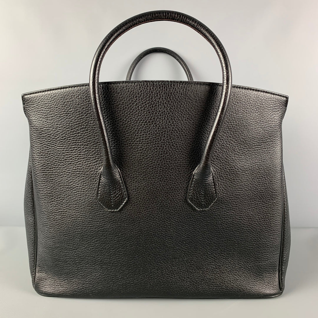 BALLY Black Pebble Grain Leather Top Handles Handbag