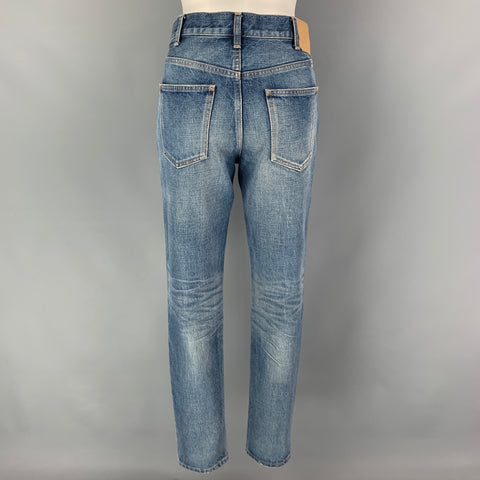 CELINE Size 27 Blue Cotton Distressed Jeans