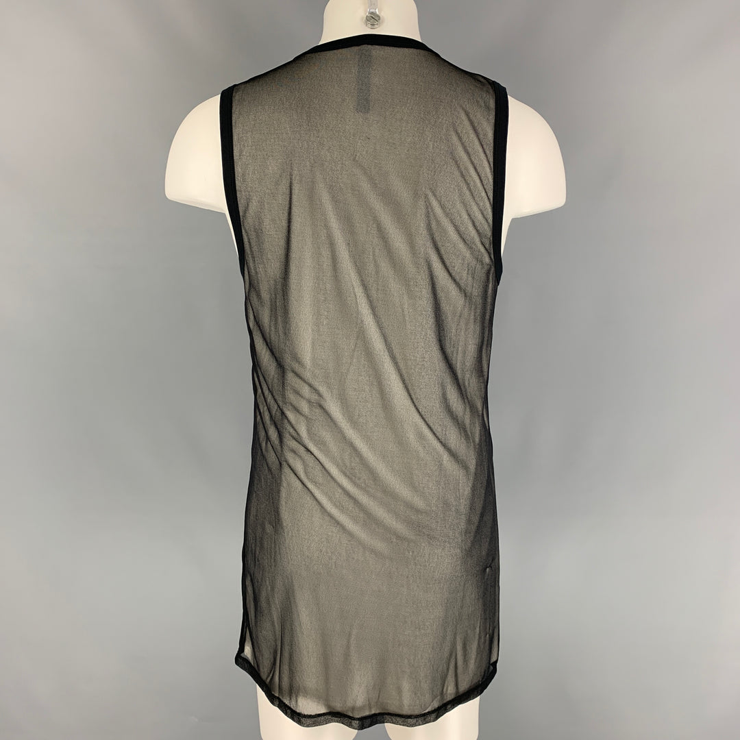 GARETH PUGH Size M Black & White Sheer Cotton Crew-Neck Tank Top