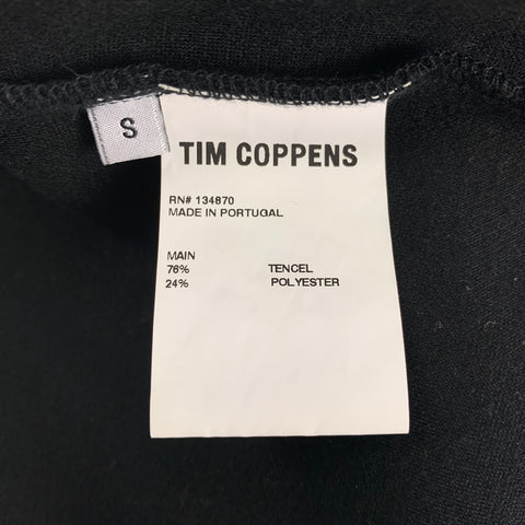 TIM COPPENS Size S Black White Graphic Tencel Polyester Crew-Neck T-shirt