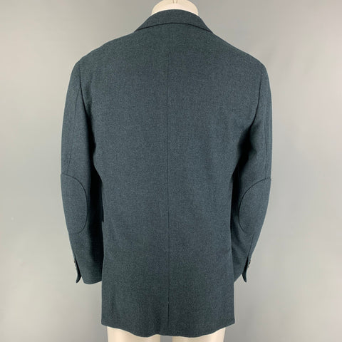 ERMENEGILDO ZEGNA Size 40 Dark Blue Heather Wool Blend Sport Coat