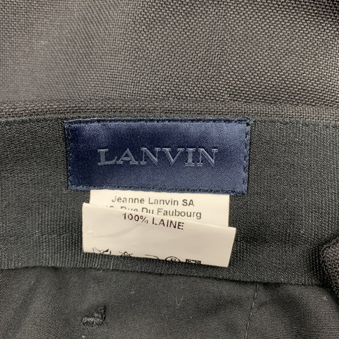 LANVIN Size 32 Black Solid Wool Elastic Cuffs Casual Pants