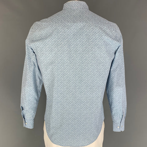LOUIS VUITTON Size L Light Blue Print Cotton Button Up Long Sleeve Shirt