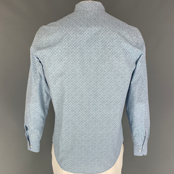 LOUIS VUITTON Size L Light Blue Print Cotton Button Up Long Sleeve Shirt